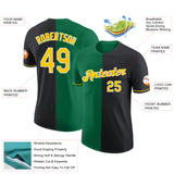 Custom Black Yellow-Kelly Green Split Fashion Performance T-Shirt