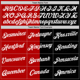 Custom Black White-Red Split Fashion Performance T-Shirt