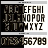 Custom Black White-Vegas Gold Split Fashion Performance T-Shirt