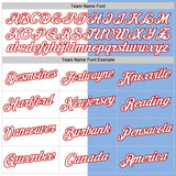 Custom Light Blue White-Red Split Fashion Performance T-Shirt