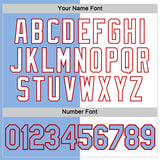 Custom Light Blue White-Red Split Fashion Performance T-Shirt