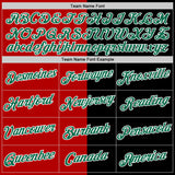 Custom Black Kelly Green-Red Split Fashion Performance T-Shirt