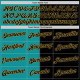 Custom Black Teal-Old Gold Split Fashion Performance T-Shirt