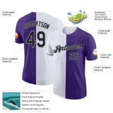 Custom Purple Black-Gray Split Fashion Performance T-Shirt