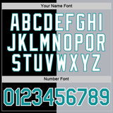 Custom Black Teal-Gray Split Fashion Performance T-Shirt