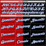 Custom Black Red-Royal Split Fashion Performance T-Shirt