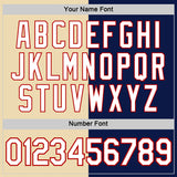 Custom Cream White Navy-Red Split Fashion Performance T-Shirt