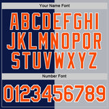 Custom Navy Orange-Gray Split Fashion Performance T-Shirt