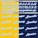 Custom Navy Light Blue-Yellow Split Fashion Performance T-Shirt