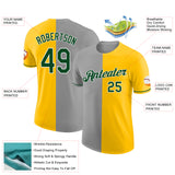 Custom Yellow Green-Gray Split Fashion Performance T-Shirt