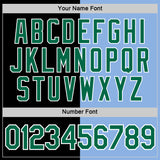 Custom Black Kelly Green-Light Blue Split Fashion Performance T-Shirt