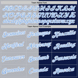 Custom Navy Light Blue-Gray Split Fashion Performance T-Shirt