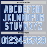 Custom Navy Light Blue-Gray Split Fashion Performance T-Shirt