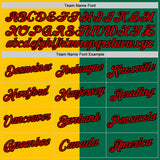 Custom Kelly Green Black Yellow-Red Split Fashion Performance T-Shirt