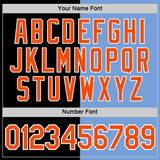 Custom Black Orange-Powder Blue Split Fashion Performance T-Shirt