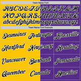 Custom Purple Black-Yellow Split Fashion Performance T-Shirt