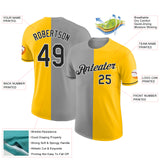 Custom Yellow Black-Gray Split Fashion Performance T-Shirt
