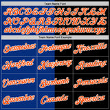 Custom Black Orange-Royal Split Fashion Performance T-Shirt