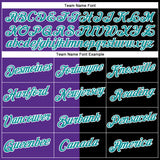 Custom Black Teal-Purple Split Fashion Performance T-Shirt