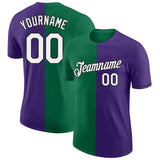 Custom Purple Kelly Green-Black Split Fashion Performance T-Shirt