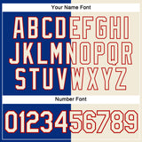 Custom Cream Royal-Red Split Fashion Performance T-Shirt