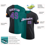 Custom Black Purple-Teal Split Fashion Performance T-Shirt