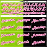 Custom Black Pink-Neon Green Split Fashion Performance T-Shirt