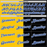 Custom Black Royal-Yellow Split Fashion Performance T-Shirt