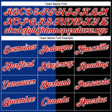 Custom Black Red-Royal Split Fashion Performance T-Shirt