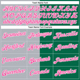 Custom Kelly Green Pink-Gray Split Fashion Performance T-Shirt