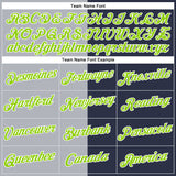 Custom Navy Neon Green-Gray Split Fashion Performance T-Shirt