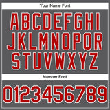 Custom Steel Gray Red-White Performance T-Shirt