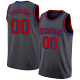 Custom Steel Gray Red-Royal Authentic Basketball Jersey