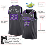 Custom Steel Gray Purple-Gray Authentic Basketball Jersey