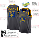 Custom Steel Gray Royal-Gold Authentic Basketball Jersey