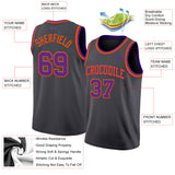 Custom Steel Gray Purple-Orange Authentic Basketball Jersey