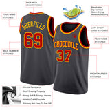 Custom Steel Gray Red-Gold Authentic Basketball Jersey