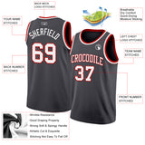 Custom Steel Gray White-Red Authentic Basketball Jersey
