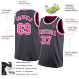 Custom Steel Gray Pink-White Authentic Basketball Jersey
