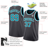 Custom Steel Gray Teal-White Authentic Basketball Jersey