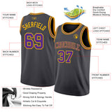 Custom Steel Gray Purple-Gold Authentic Basketball Jersey