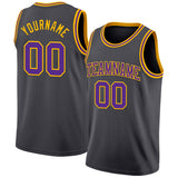 Custom Steel Gray Purple-Gold Authentic Basketball Jersey