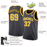 Custom Steel Gray Gold-White Authentic Basketball Jersey