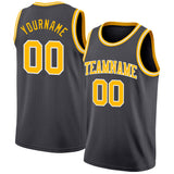 Custom Steel Gray Gold-White Authentic Basketball Jersey