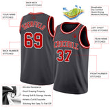 Custom Steel Gray Red-White Authentic Basketball Jersey