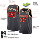 Custom Steel Gray Red-Cream Authentic Basketball Jersey