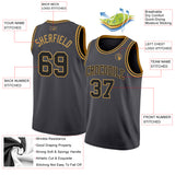 Custom Steel Gray Black-Old Gold Authentic Basketball Jersey