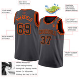 Custom Steel Gray Black-Orange Authentic Basketball Jersey
