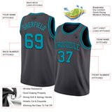 Custom Steel Gray Teal-Black Authentic Basketball Jersey