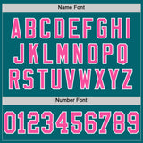Custom Teal Pink-White Mesh Authentic Throwback Football Jersey